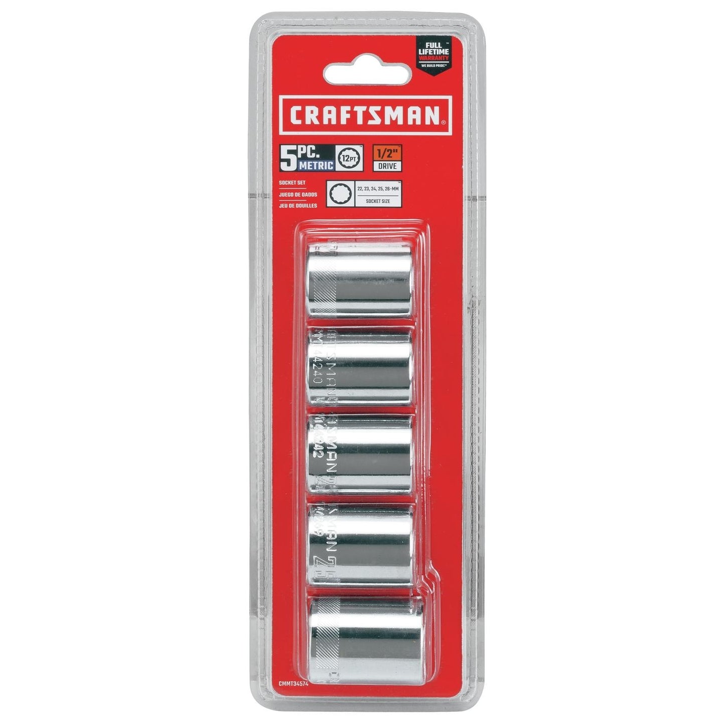 Craftsman Metric 12 Point Socket Set, 5 pc - 1/2 in. Drive, 26 mm