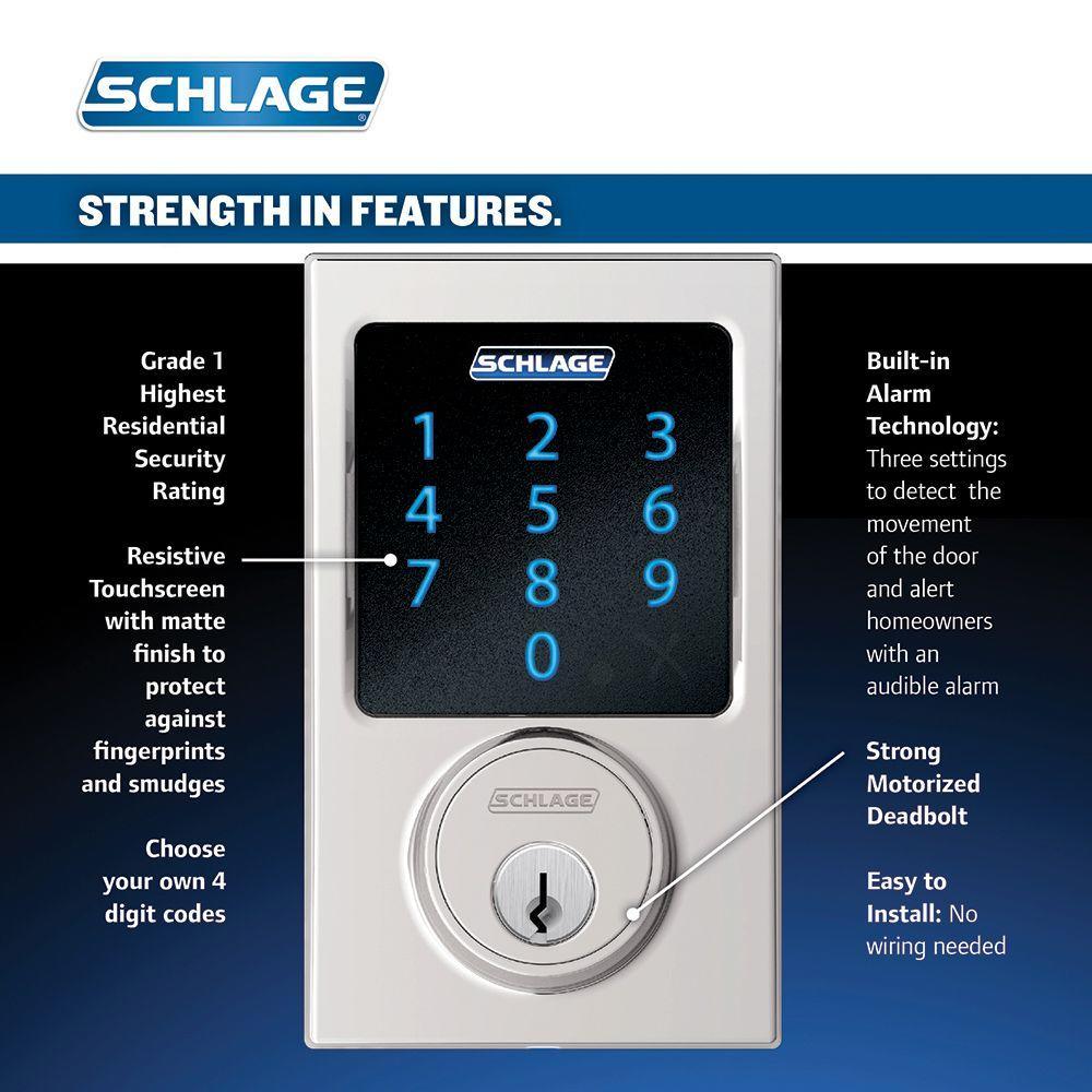 Century Matte Black Connect Smart Door Lock with Alarm - Super Arbor