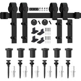 8 ft./96 in. Single Track Bypass Barn Door Hardware Double Doors Kit, Heavy-Duty Sliding 1-Track Antique Roller - Super Arbor