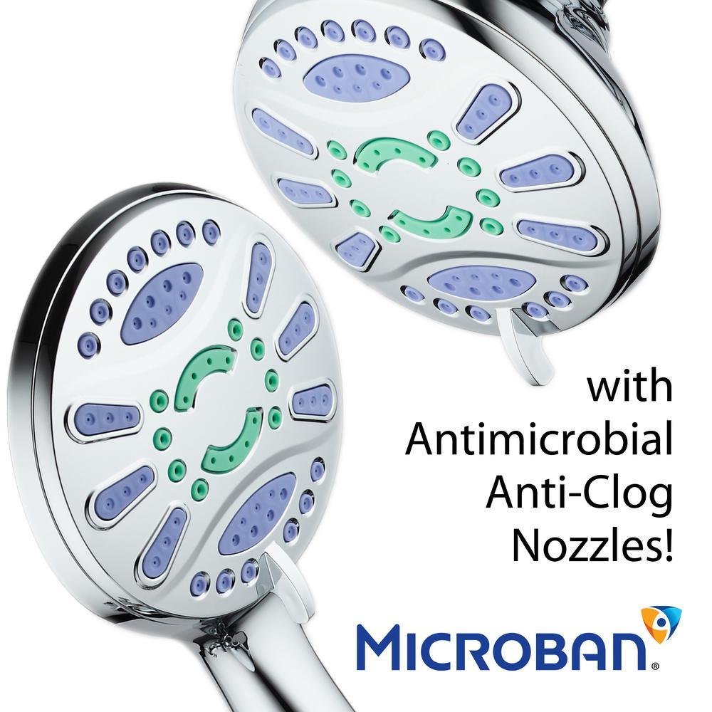 Antimicrobial 48-Spray 4.3 in. High Pressure 3-Way Dual Shower Head and Handheld Shower Head Combo in Chrome - Super Arbor