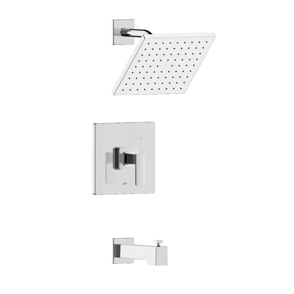 Hotel De Ville Single Handle 1-Spray Square Tub and Shower Faucet in Brushed Nickel Valve Included - Super Arbor