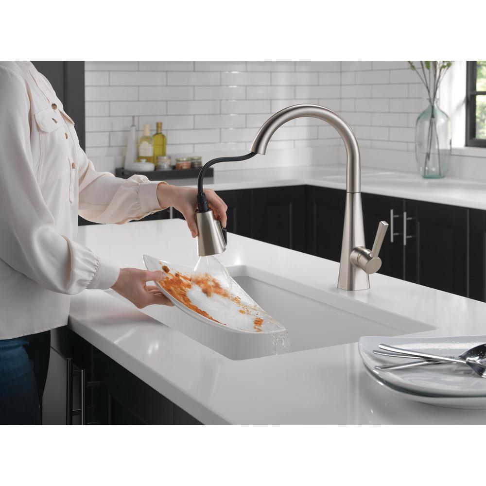 Lenta Single-Handle Pull-Down Sprayer Kitchen Faucet with ShieldSpray Technology SpotShield Stainless - Super Arbor