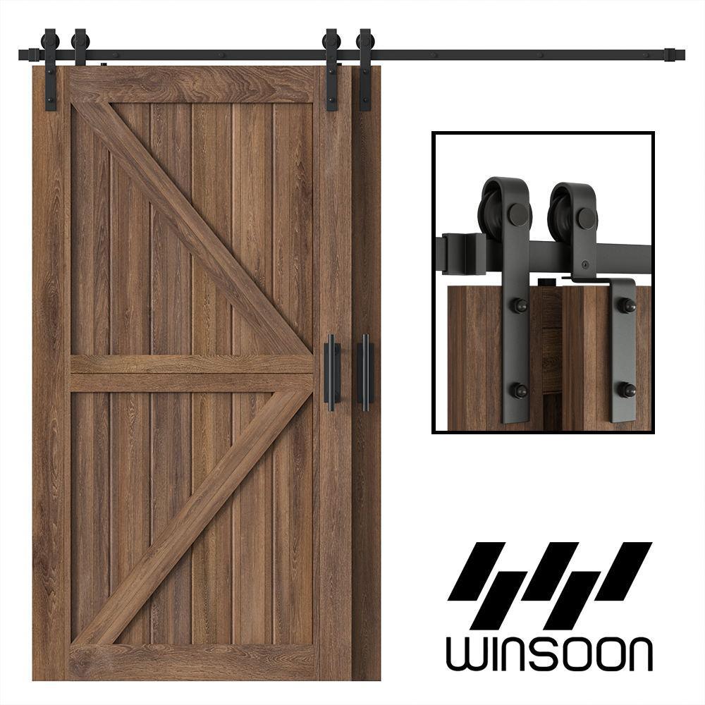 8 ft./96 in. Single Track Bypass Barn Door Hardware Double Doors Kit, Heavy-Duty Sliding 1-Track Antique Roller - Super Arbor