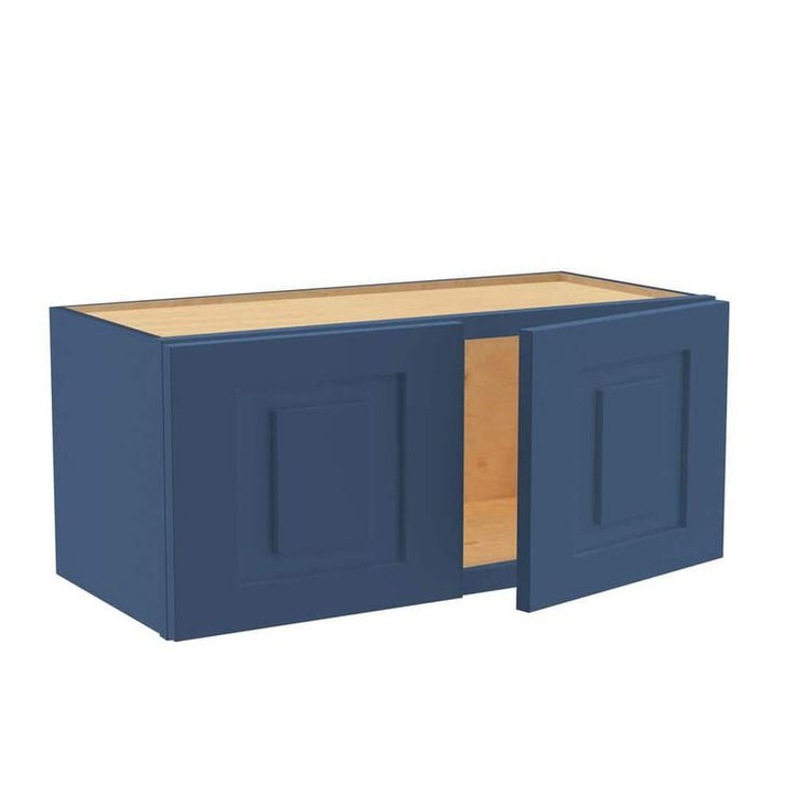 Home Decorators Collection Grayson 27 in. W x 12 in. D x 12 in. H Assembled Plywood Wall Bridge Kitchen Cabinet in Mythic Blue with Soft Close