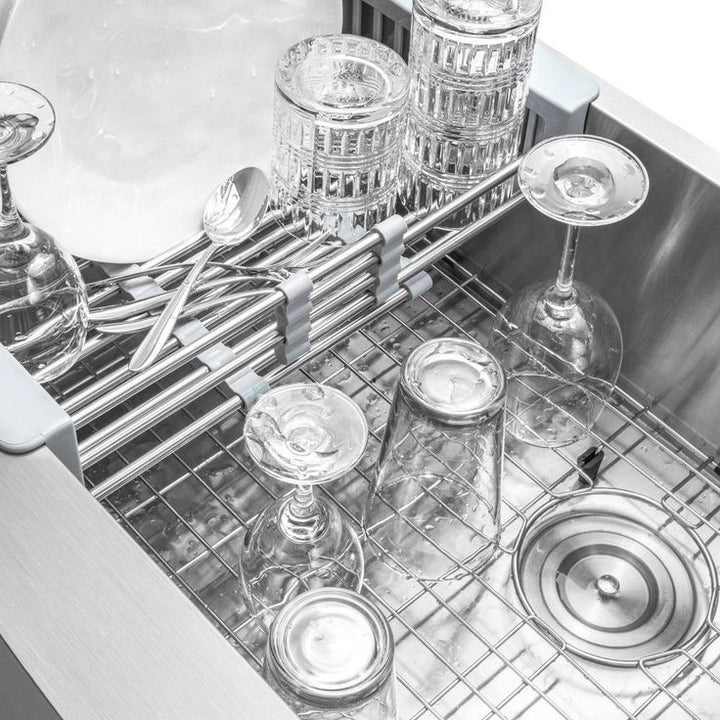 Handcrafted All-in-One Farmhouse Apron Front Stainless Steel 33 in. x 22 in. x 9 in. Single Bowl Kitchen Sink