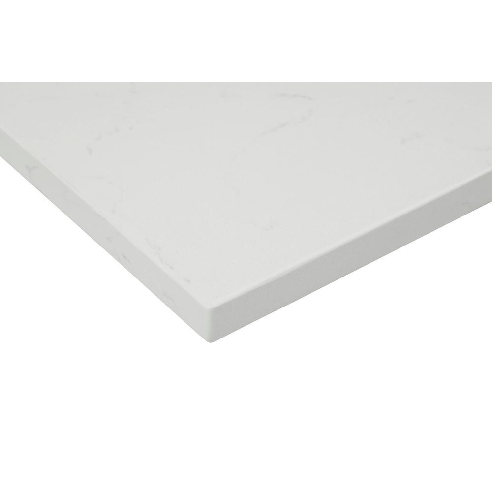 37 in. W x 22 in. D x 0.75 in. H Quartz Vanity Top in Carrara White with White Basin - Super Arbor