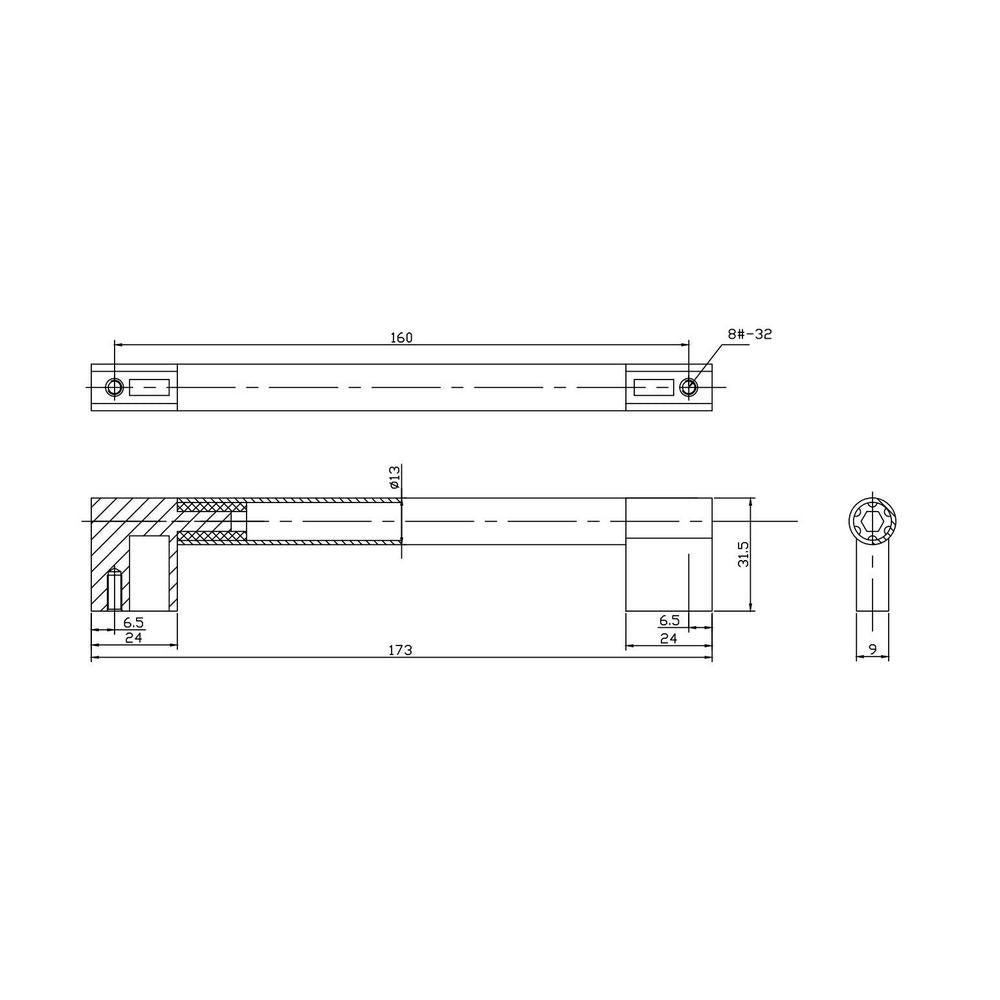 6-5/16 in. (160 mm) Center-to-Center Brushed Nickel Contemporary Drawer Pull - Super Arbor