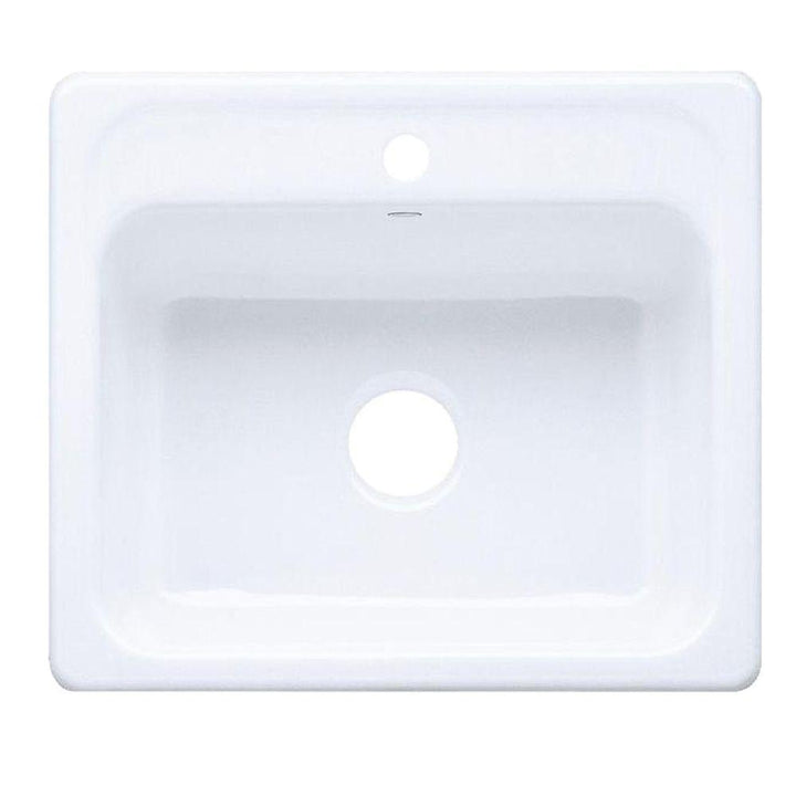 Mayfield Drop-In Cast Iron 25 in. 1-Hole Single Bowl Kitchen Sink in White - Super Arbor