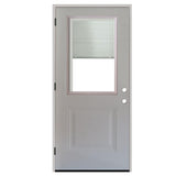 32 in. x 80 in. 1-Panel 1/2 Lite Mini-Blind Primed White Steel Prehung Front Door - Super Arbor