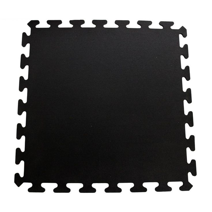 Solid Black 24 in. x 24 in. Recycled Rubber Center Floor Tile (24 sq. ft.)