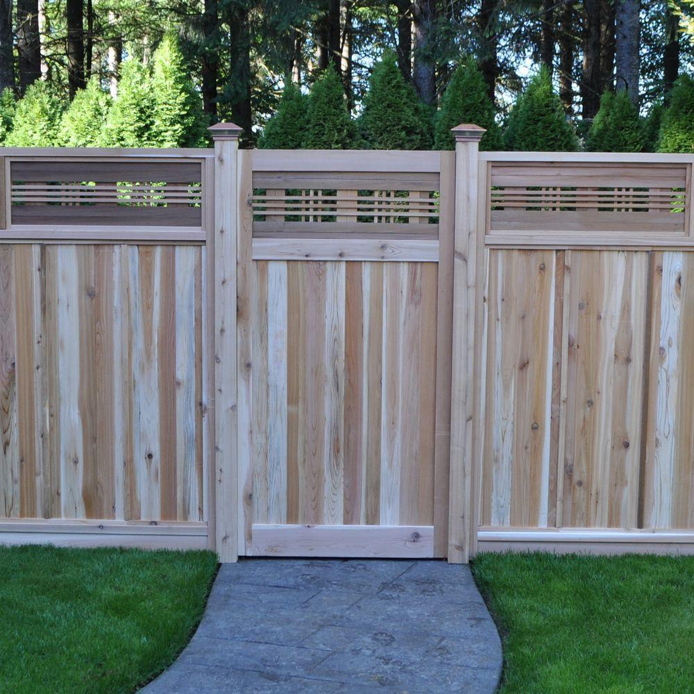 3.5 ft. H W x 6 ft. H H Western Red Cedar Flat Top Horizontal Lattice Fence Gate - Super Arbor