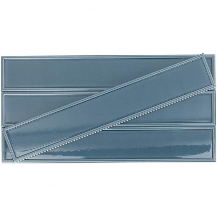 Bond Tile Sheffield Frame Blue 4 in. x 24 in. Polished Ceramic Wall Tile (8 Pieces 5.16 Sq. Ft. / Box)