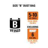 High-Efficiency Size B Dust Collection Bags for 5 to 10 Gal. RIDGID Wet/Dry Shop Vacuums, except HD06001 (2-Pack) - Super Arbor
