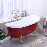 Laval 67 in. Acrylic Claw Foot Freestanding Bathtub in Red and White - Super Arbor