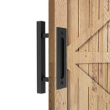 12 in. Black Square Pull and Flush Sliding Barn Door Handle Set (2-Pack) - Super Arbor