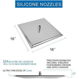 3-Spray Patterns 16 in. Ceiling Mount Rainfall Fixed Shower Head in Brushed Nickel - Super Arbor