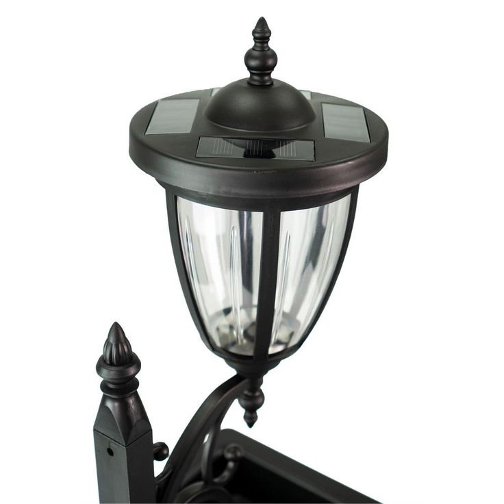 Kambria 29 in. Black Multi-Function Outdoor Solar Lamp Post and Planter