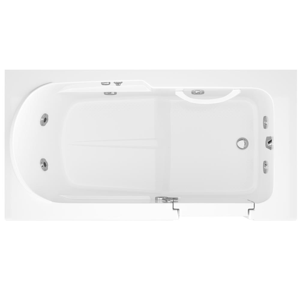 Step In 59.6 in. Walk-In Whirlpool Bathtub in White with 1.28 GPF Single Flush Toilet - Super Arbor