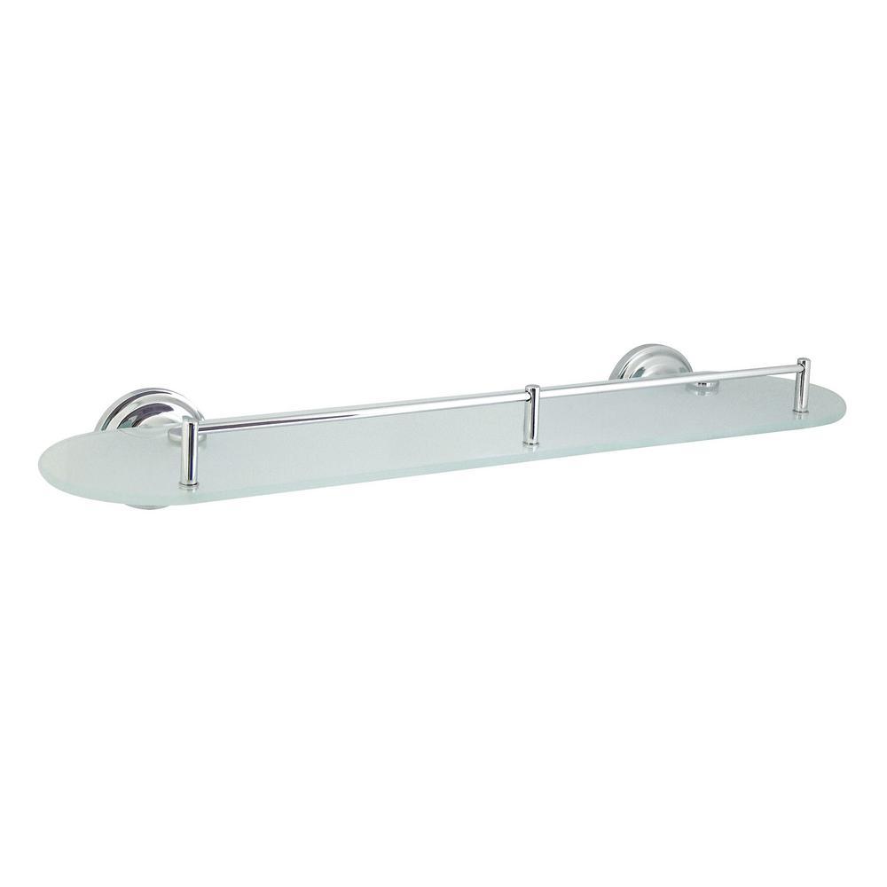 Viola 20 in. Frosted Glass Shelf with Rail in Rubbed Bronze - Super Arbor