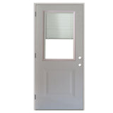 32 in. x 80 in. 1-Panel 1/2 Lite Mini-Blind Primed White Steel Prehung Front Door - Super Arbor