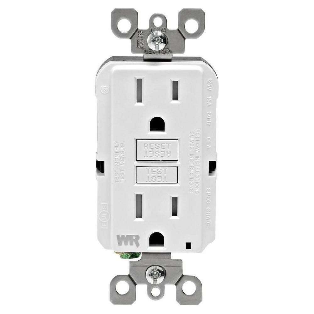 15 Amp 125-Volt Duplex Self-Test Tamper Resistant/Weather Resistant GFCI Outlet, White - Super Arbor