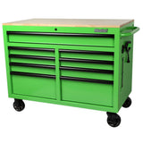 46 in. W x 24.5 in. D 9-Drawer Tool Chest Mobile Workbench with Solid Wood Top in Orange - Super Arbor