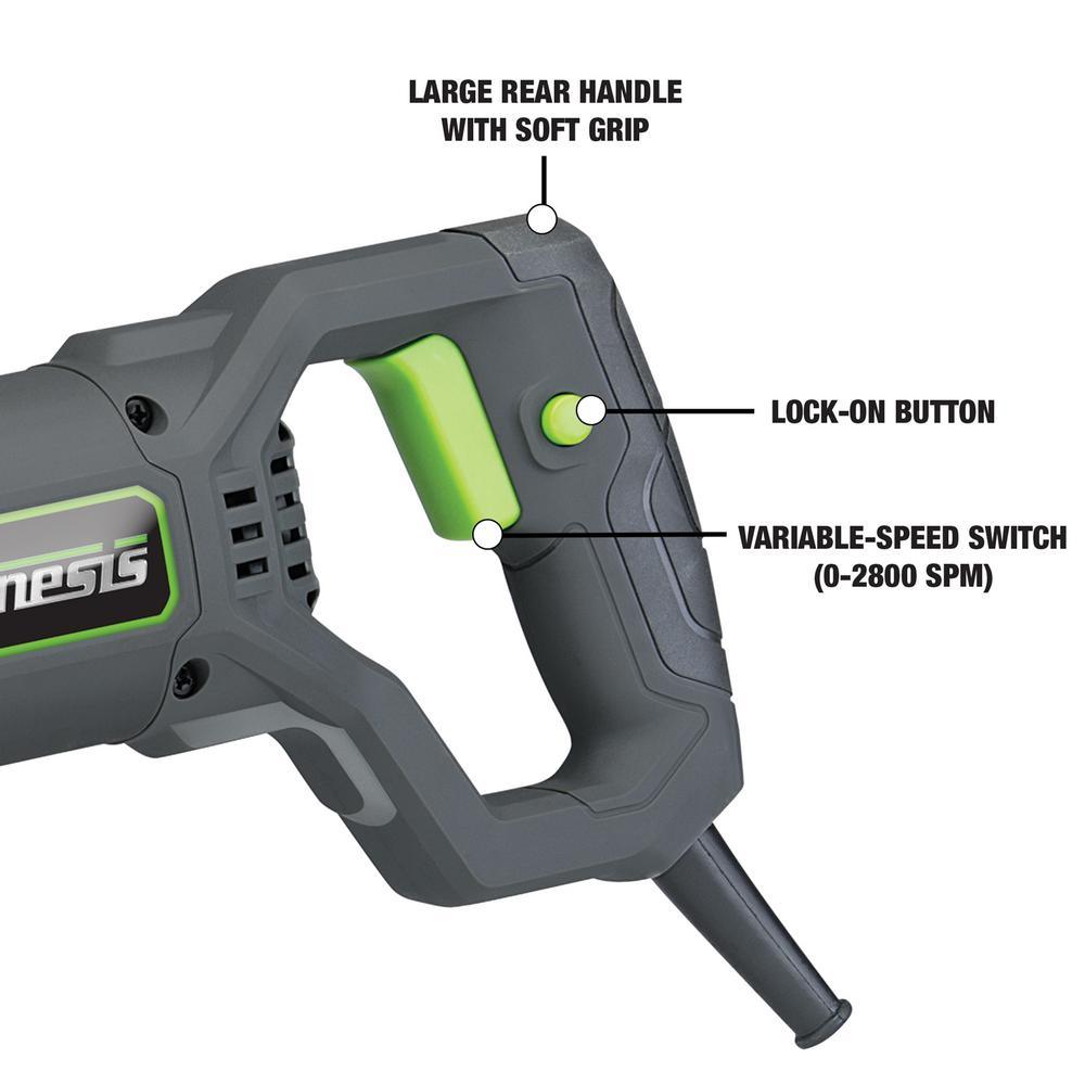 7.5 Amp Variable Speed Reciprocating Saw with Wood/Metal Cutting Blades, Quick Change and Adjustable Pivot Shoe - Super Arbor