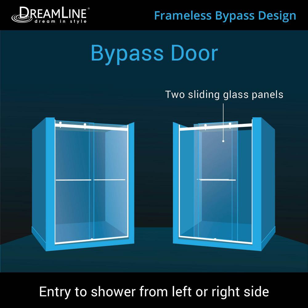 Essence-H 56 to 60 in. x 76 in. Semi-Frameless Bypass Sliding Shower Door in Chrome - Super Arbor