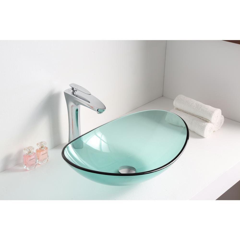 Major Series Deco-Glass Vessel Sink in Lustrous Green - Super Arbor