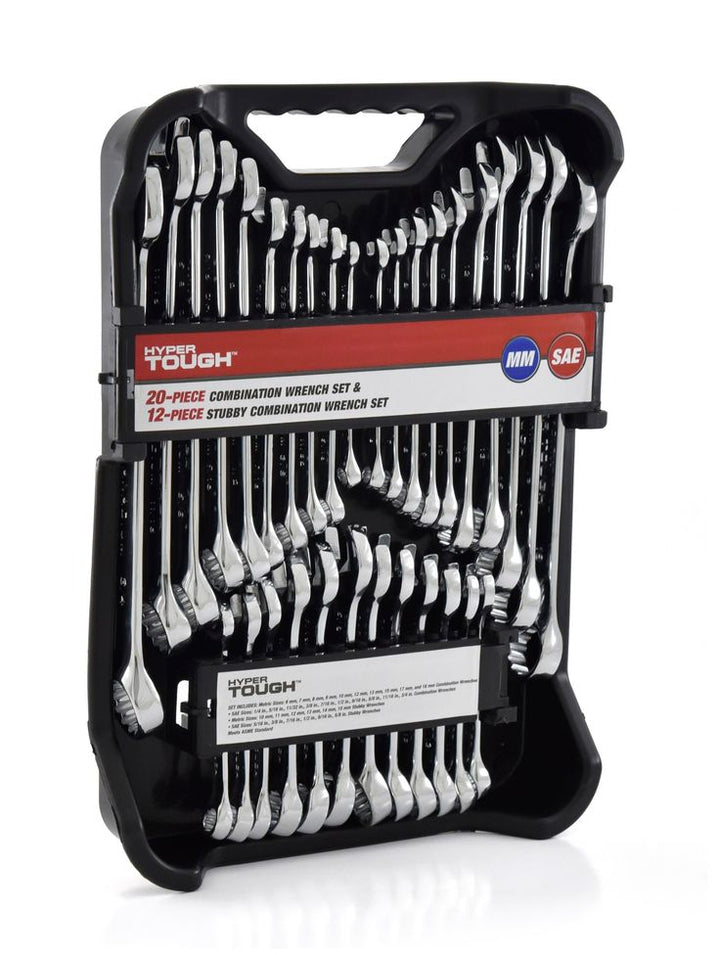 Hyper Tough 32-Piece Combination Wrench Set, Metric & SAE