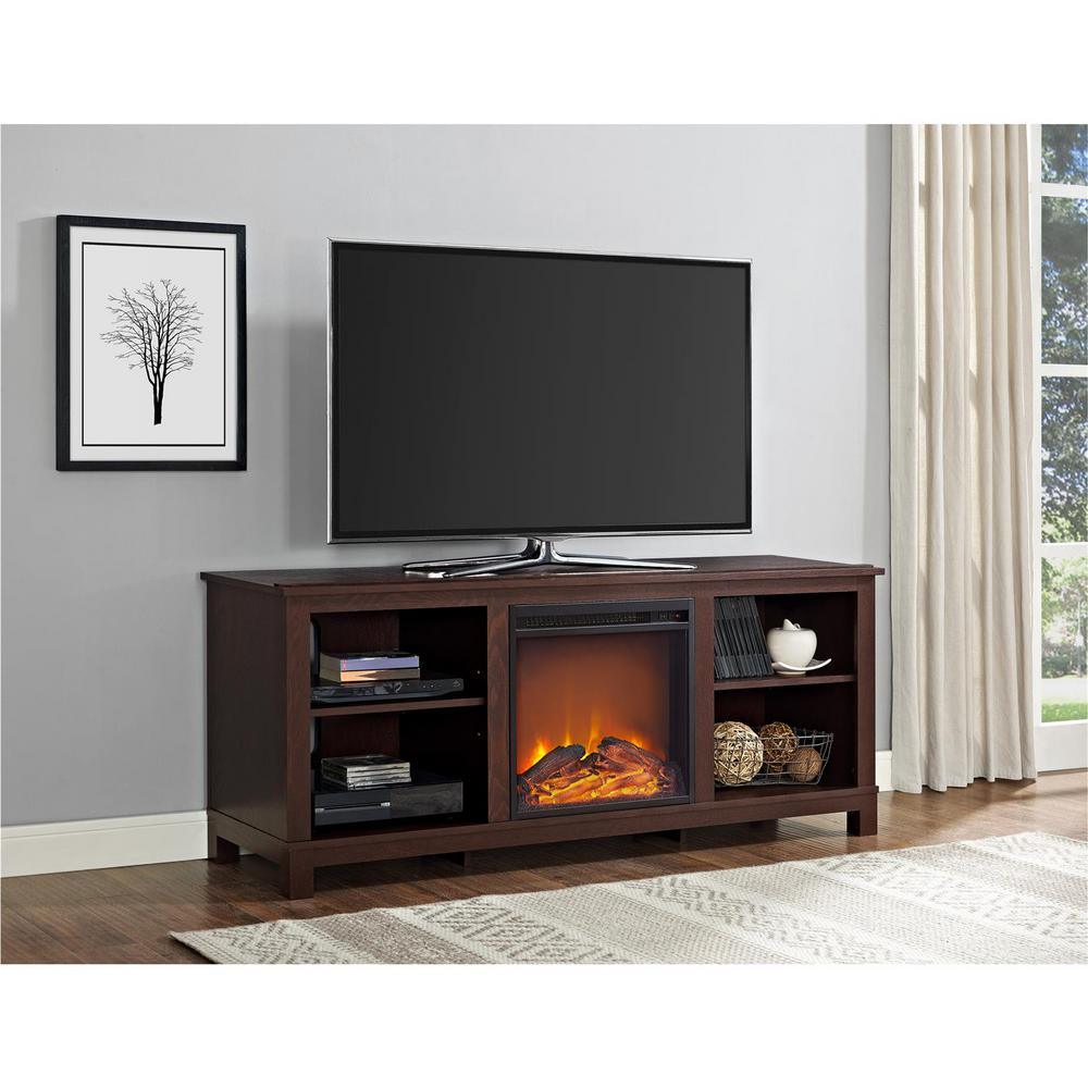 Domingo 60 in. Espresso TV Console with Fireplace - Super Arbor
