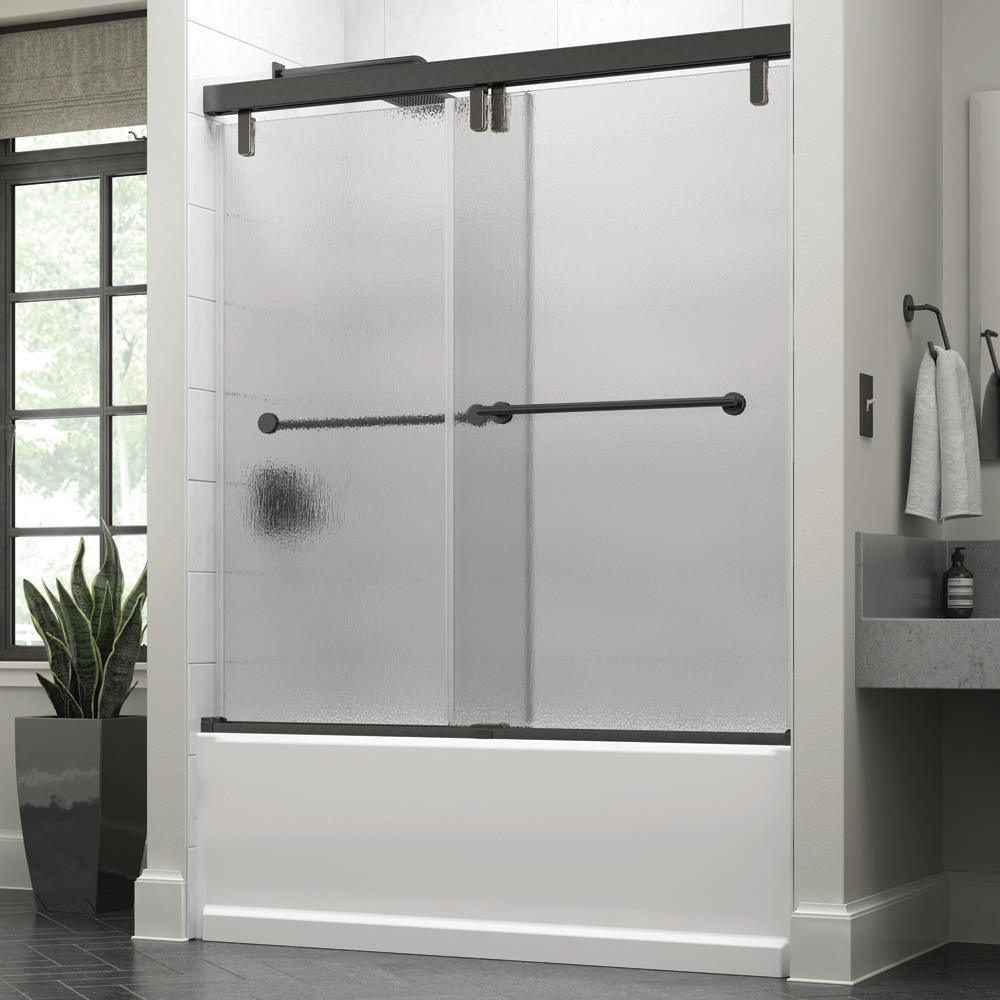 Lyndall 60 x 59-1/4 in. Frameless Mod Soft-Close Sliding Bathtub Door in Chrome with 3/8 in. (10mm) Clear Glass - Super Arbor