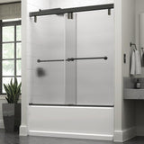 Lyndall 60 x 59-1/4 in. Frameless Mod Soft-Close Sliding Bathtub Door in Chrome with 3/8 in. (10mm) Clear Glass - Super Arbor