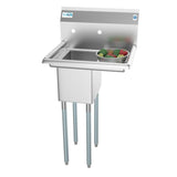 Freestanding Stainless Steel 23 in. 2-Hole 1-Compartment Commercial Kitchen Sink with Right Drainboard