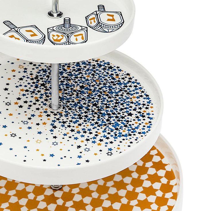 10.75 in. x 2.25 in. Chanukah 3-Tier Serving Tray