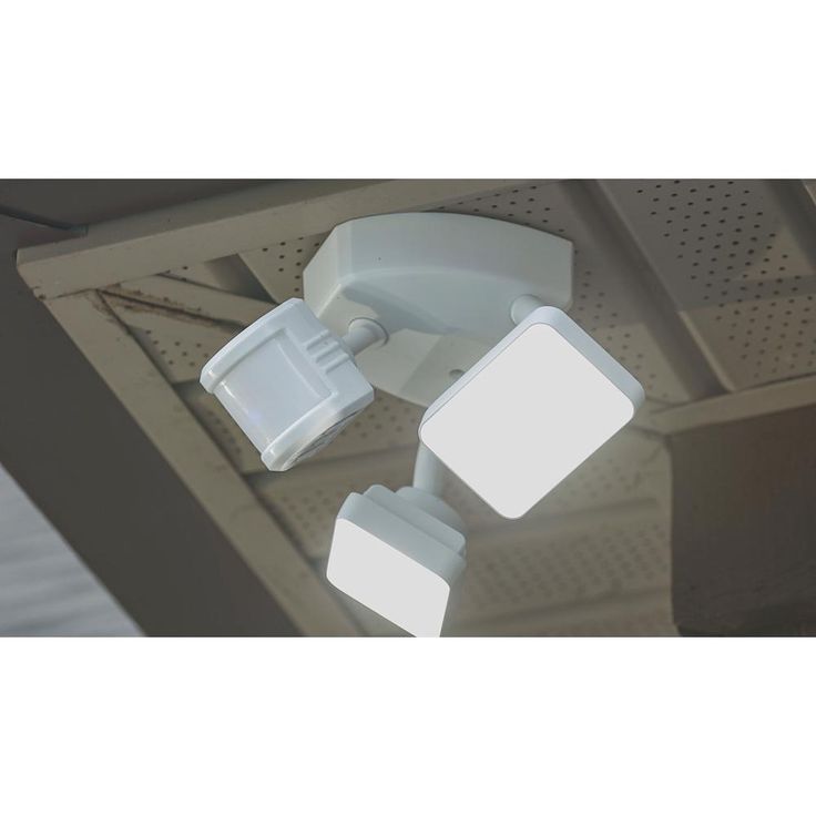 SECUR360 Wi-Fi Connected White Wired Twin Head Voice Activated Motion Activated Outdoor LED Security Flood Light 2000 Lumens