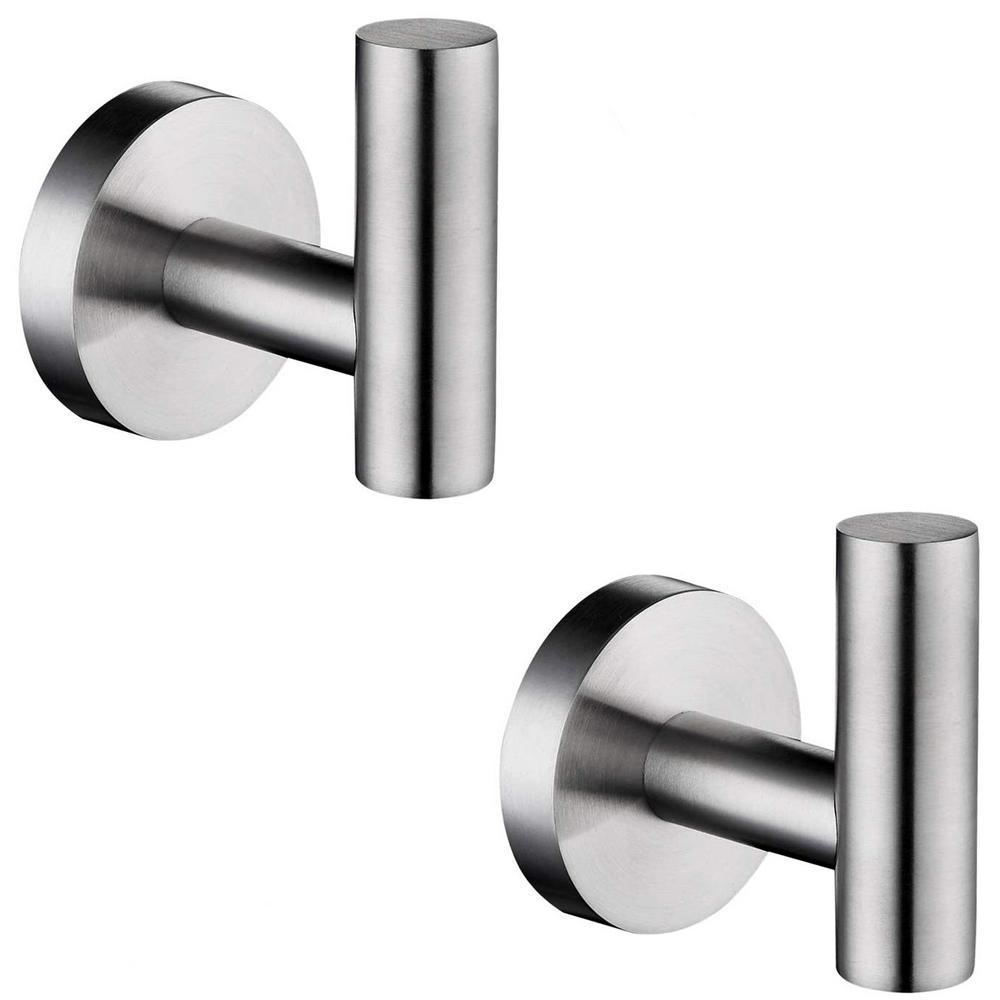 Round Bathroom Robe Hook and Towel Hook in Stainless Steel Matte Black (2-Pack) - Super Arbor