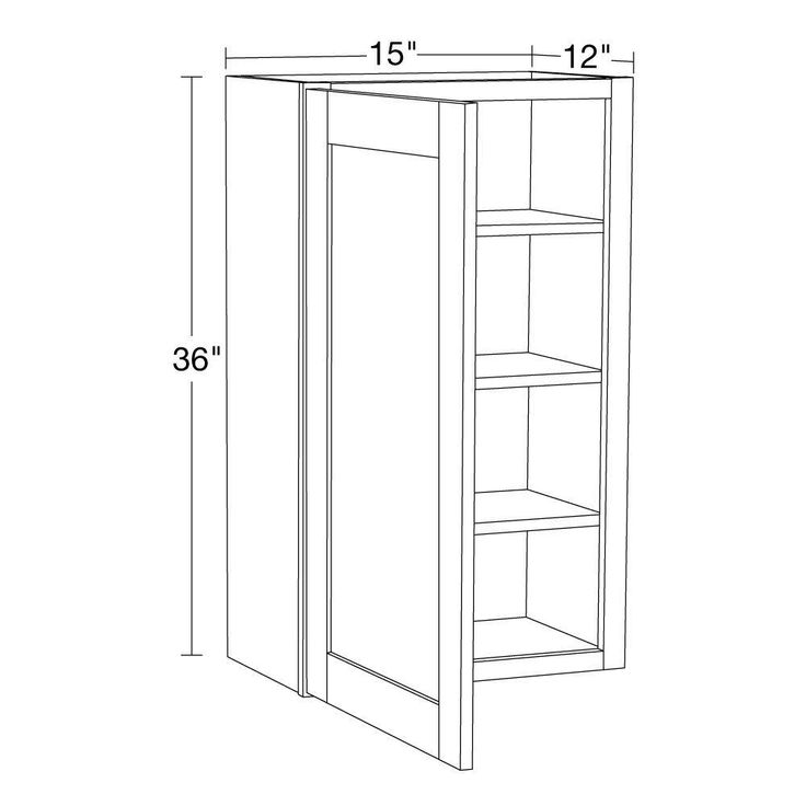 Home Decorators Collection Washington 15 in. W x 12 in. D x 36 in. H Assembled Plywood Wall Kitchen Cabinet in Valiant Onyx with Soft Close Door