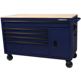 56 in. W x 24.5 in. D 5-Drawer 1-Door Tool Chest Mobile Workbench with Solid Wood Top in Matte Gray