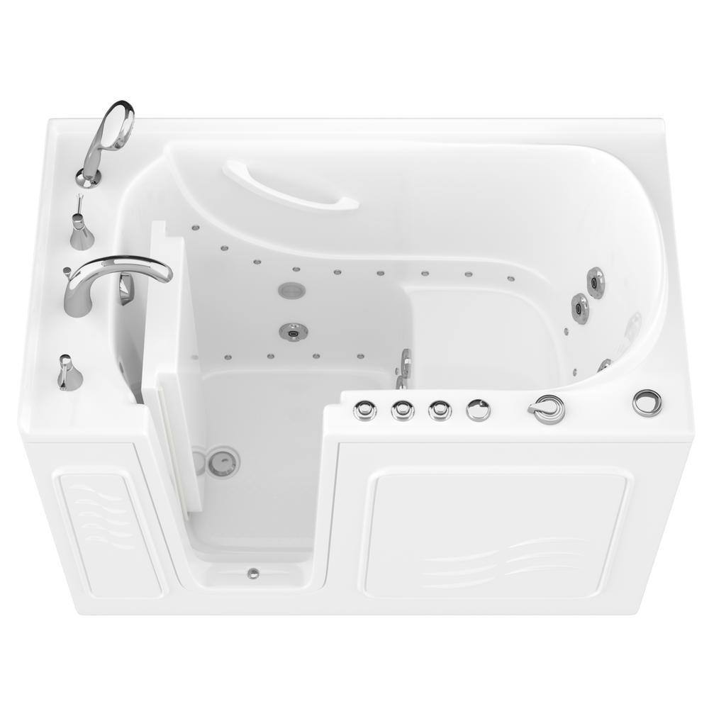 HD Series 53 in. Left Drain Quick Fill Walk-In Whirlpool and Air Bath Tub with Powered Fast Drain in Biscuit - Super Arbor