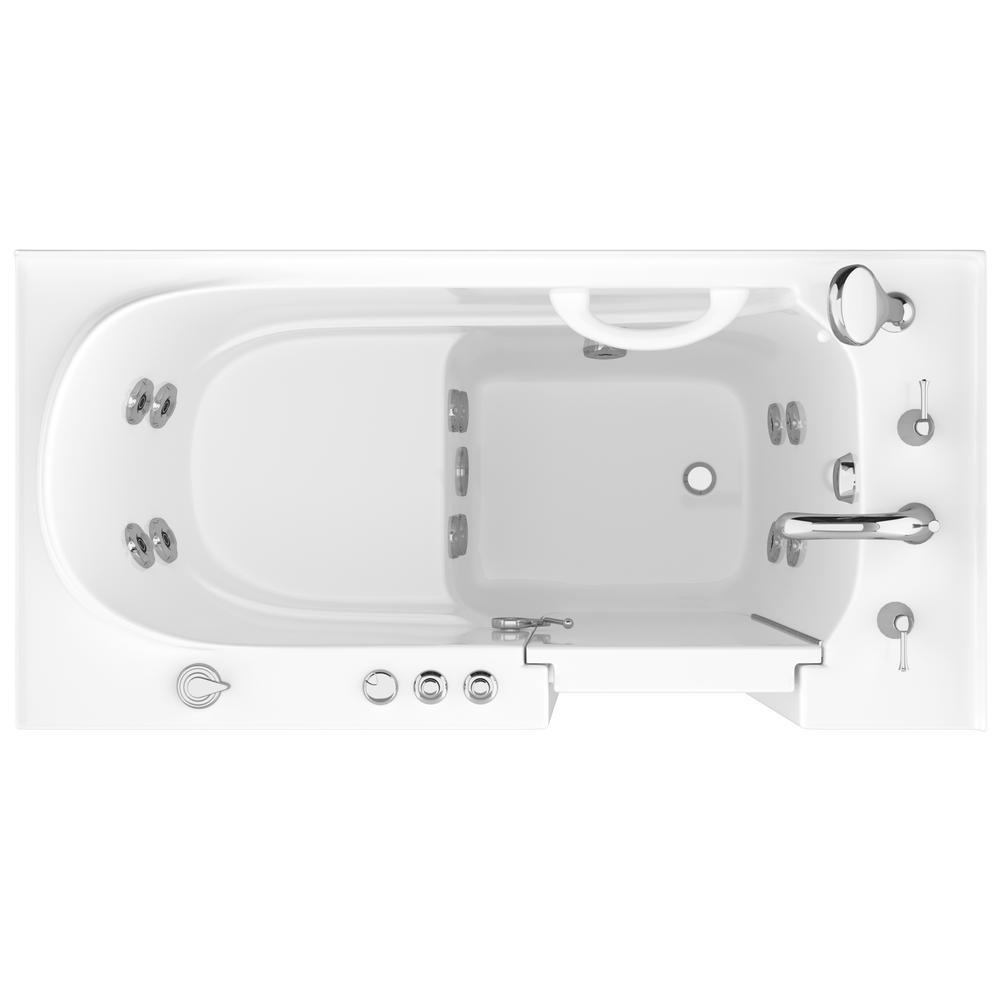 HD Series 53 in. Right Drain Quick Fill Walk-In Whirlpool Bath Tub with Powered Fast Drain in White - Super Arbor