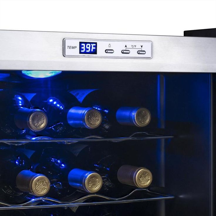 NewAir 27-Bottle Capacity Stainless Steel and Black Freestanding Wine Chiller