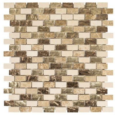 Jeffrey Court Molten Beige/Cream 12 in. x 12 in. x 8 mm Interlocking Glass/Marble Mosaic Tile - Super Arbor