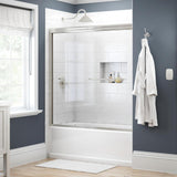 Simplicity 60 in. x 58-1/8 in. Semi-Frameless Traditional Sliding Bathtub Door in Bronze with Mozaic Glass - Super Arbor