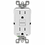 15 Amp 125-Volt Duplex Self-Test Tamper Resistant/Weather Resistant GFCI Outlet, White - Super Arbor