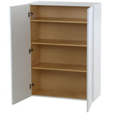 Cambridge Shaker Assembled 30x42x12.5 in. Wall Cabinet with 2 Soft Close Doors in White - Super Arbor