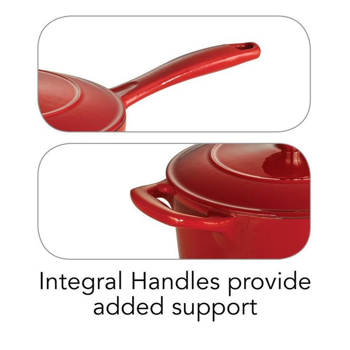 Gourmet 2.5 qt. Porcelain-Enameled Cast Iron Sauce Pan in Gradated Red with Lid