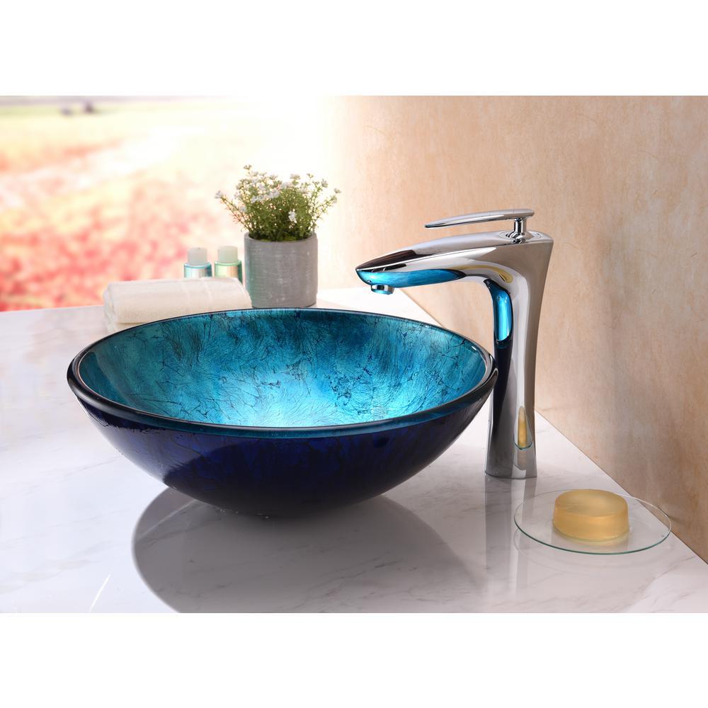 Arc Series Vessel Sink in Frosted Blue - Super Arbor