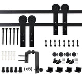 6.6 ft./79 in. Black Bypass Sliding Barn Hardware Track Kit for Double Wood Doors with Non-Routed Door Guide - Super Arbor