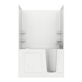 Rampart Nova Heated 5 ft. Walk-in Whirlpool Bathtub with 6 in. Tile Easy Up Adhesive Wall Surround in Biscuit - Super Arbor
